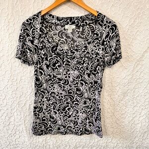 Ann Taylor Loft Women’s Floral Blouse Size M Short Sleeve Draped Neck Shirt